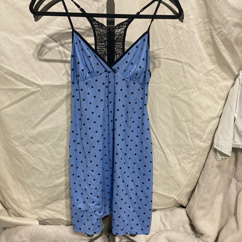 Apt 9 woman’s blue and black lace polka dots nightgown/ intimates - worn 2 times